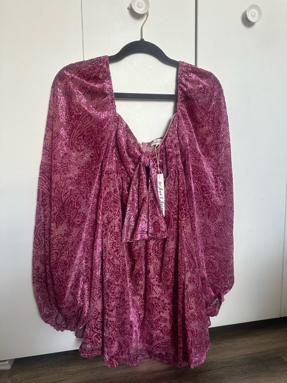 For Love & Lemons Francesca Pink Balloon Sleeve Dress